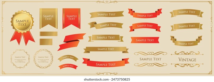 Ribbon decoration design set and antique borders and frames design