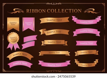 Ribbon decoration design set and antique borders and frames design
