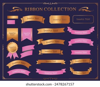 Ribbon decoration design set and antique borders and frames design