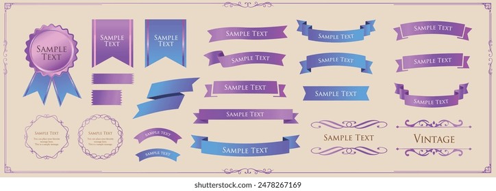 Ribbon decoration design set and antique borders and frames design