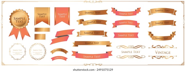 Ribbon decoration design set and antique borders and frames design