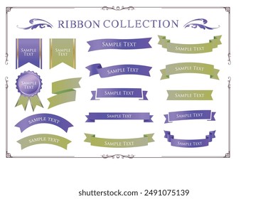 Ribbon decoration design set and antique borders and frames design