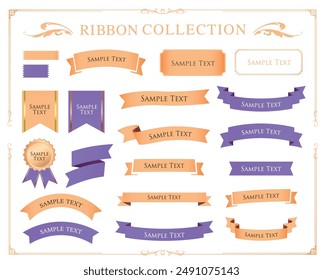 Ribbon decoration design set and antique borders and frames design