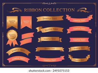 Ribbon decoration design set and antique borders and frames design