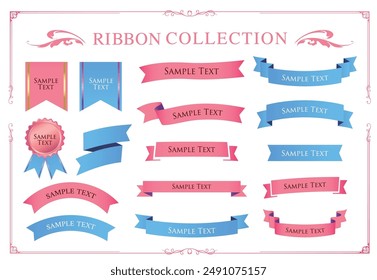Ribbon decoration design set and antique borders and frames design
