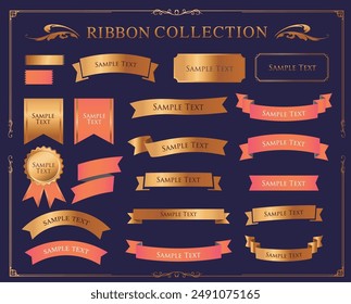 Ribbon decoration design set and antique borders and frames design