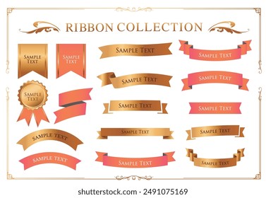 Ribbon decoration design set and antique borders and frames design