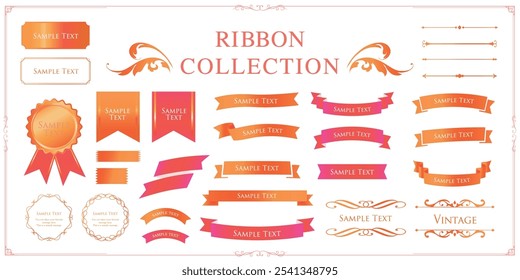 Ribbon decoration design set and antique borders and frames design