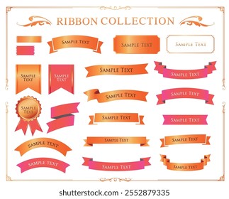 Ribbon decoration design set and antique borders and frames design