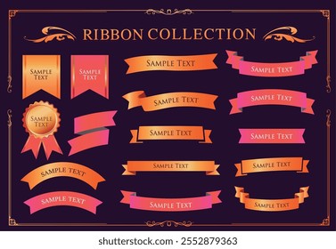 Ribbon decoration design set and antique borders and frames design