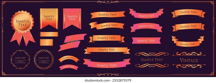Ribbon decoration design set and antique borders and frames design