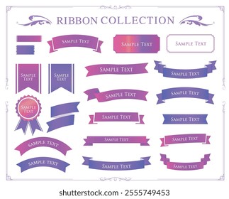 Ribbon decoration design set and antique borders and frames design