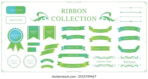 Ribbon decoration design set and antique borders and frames design