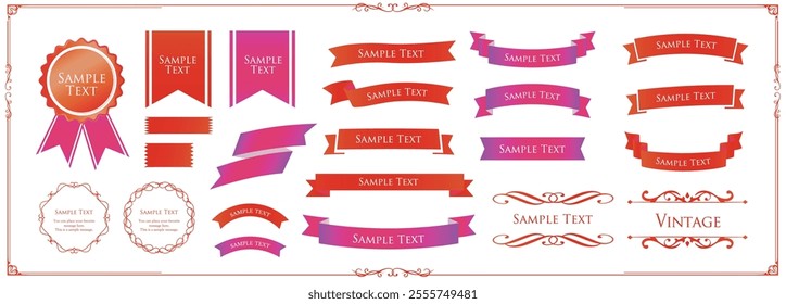 Ribbon decoration design set and antique borders and frames design