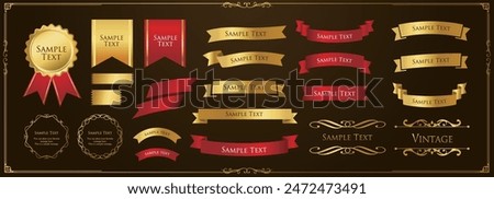 Ribbon decoration design set and antique borders and frames design