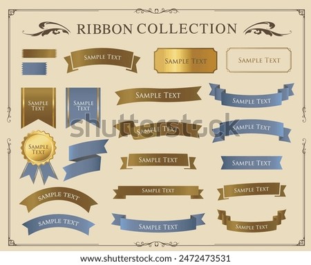 Ribbon decoration design set and antique borders and frames design