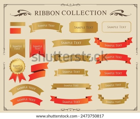 Ribbon decoration design set and antique borders and frames design