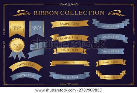 Ribbon decoration design set and antique borders and frames design