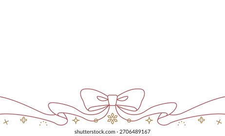 Ribbon Decoration Frame, Background, Snow Decoration, Line Art, 16:9 Size