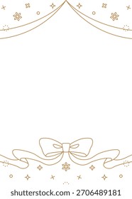 Ribbon Decoration Frame, Background, Snow Decoration, Line Art, Vertical