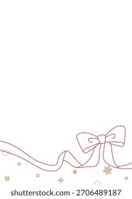 Ribbon Decoration Frame, Background, Snow Decoration, Line Art, Vertical