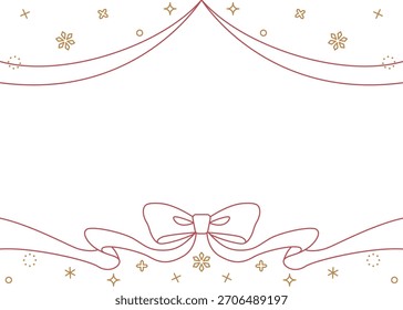 Ribbon Decoration Frame, Background, Snow Decoration, Line Art
