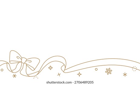 Ribbon Decoration Frame, Background, Snow Decoration, Line Art, 16:9 Size