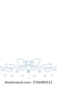 Ribbon Decoration Frame, Background, Snow Decoration, Line Art, Vertical
