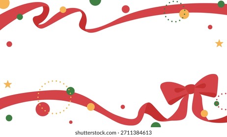 Ribbon Decoration Frame, Circular Object, Pop Design, 16:9 size