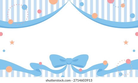 Ribbon Decoration Frame, Circular Object, Pop Design, 16:9 Size