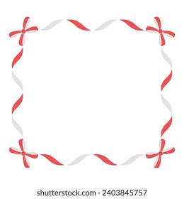 Ribbon decoration frame, vector, red