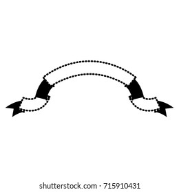 ribbon decorative with folds in black silhouette dotted vector illustration