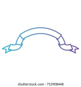 ribbon decorative with folds in color gradient silhouette from purple to blue vector illustration