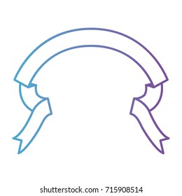 ribbon decorative with folds in color gradient silhouette from purple to blue vector illustration