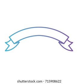 ribbon decorative with folds in color gradient silhouette from purple to blue vector illustration
