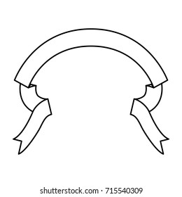 ribbon decorative with folds in monochrome silhouette vector illustration