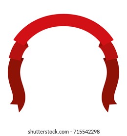 ribbon decorative in red color in shape of arch vector illustration