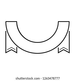 Ribbon design element fits for label, badge, sign, emblem, logo, frame, stamp, sticker. Vector flat outline icon illustration isolated on white background.