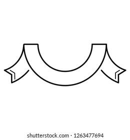 Ribbon design element. Perfect for logo, identity, insignia or badge design with retro vintage looks. Vector flat outline icon illustration isolated on white background.