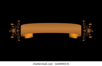 The ribbon design in shades of brown and golden yellow with a combination of ornament and absract flower arrangement produces a work that has its own value. This design can be used for various digital