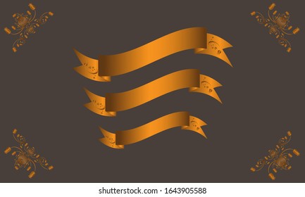 The ribbon design in shades of brown and golden yellow with a combination of ornament and absract flower arrangement produces a work that has its own value. This design can be used for various digital