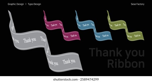 A ribbon design with thank you text on both sides