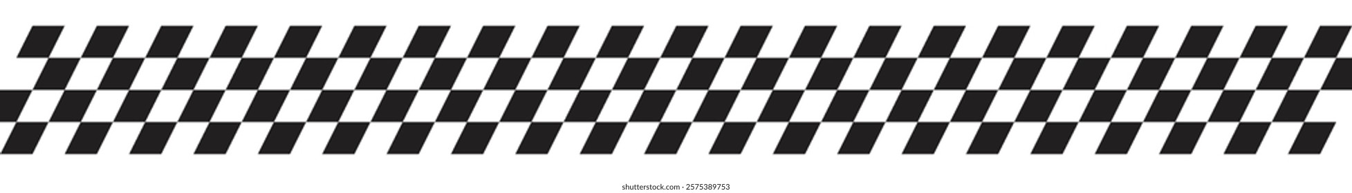 Ribbon with a diagonal checkerboard pattern, perfect for chess game backgrounds, rally sport car competition designs, and dynamic black-and-white textures.