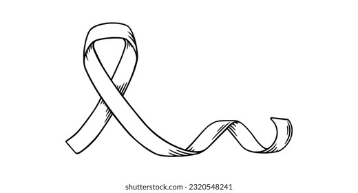 Ribbon for disorder awareness day. Support and charity symbol. Sketch vector illustration isolated in white background