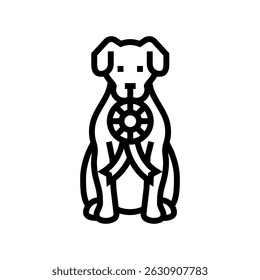 ribbon dog competition show line icon vector. ribbon dog competition show sign. isolated contour symbol black illustration