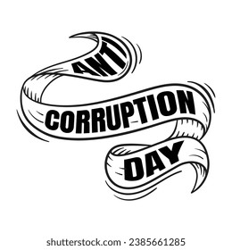 Ribbon in doodle art design with anti corruption day text that celebration on december 9