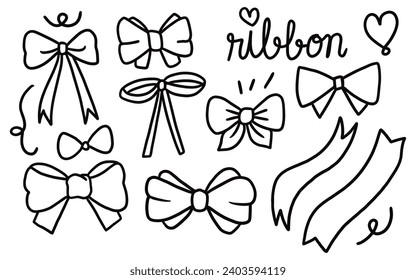 ribbon doodle hand drawn cartoon vector set