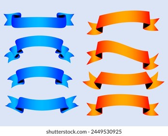 Ribbon elements. Modern simple ribbons collection. Flat banner ribbon for decorative design. Ribbons, Banners, badges, Labels Design Elements.