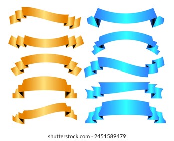 Ribbon elements. Modern simple ribbons collection. Flat banner ribbon for decorative design. Ribbons, Banners, badges, Labels Design Elements.