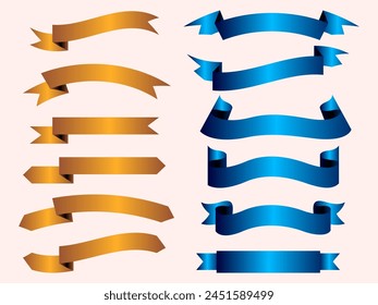 Elementos de cinta. Moderna colección de cintas simples. Cinta de Anuncio plana para diseño decorativo. Cintas, Anuncios, insignias, Elementos de diseño de etiquetas.